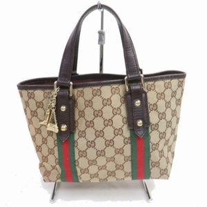 Gucci Hand Bag Browns Canvas 816186